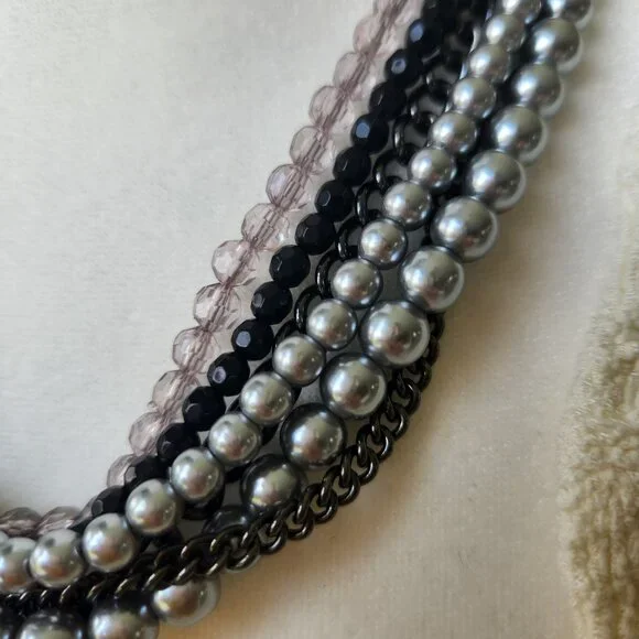 Premier Designs Y2K Multi-Chain Layered Necklace Beads Glam Grunge Rocker Chic - Picture 3 of 7